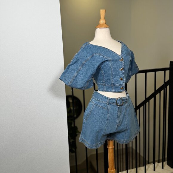 Miss Show Stopper Denim Set With Gold Detail - Picture 4 of 5